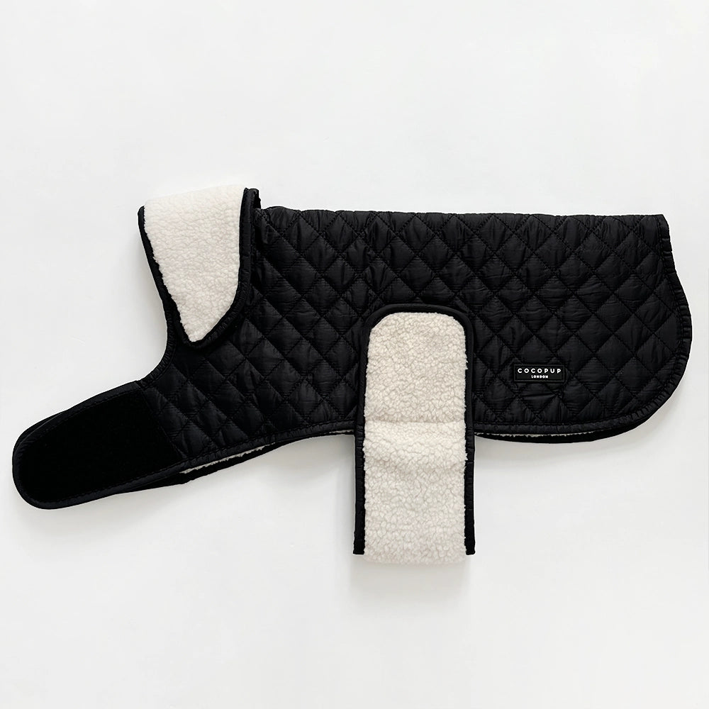 Luxe Quilted Dog Coat – Midnight Black | Cocker Spaniel